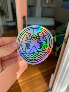 Bear Tiger Crest - Holographic Sticker